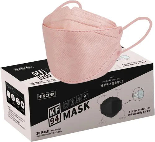 Miniatura 11 de Mascarillas KF94 para adultos, antivaho para gafas, estructura transpirable 3D, envueltas individualmente para viajes, paquete de 30