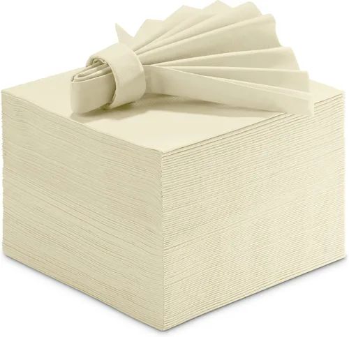 Servilletas de papel con sensación de lino de color - Servilletas de almuerzo decorativas tipo paño de color CREMA - Suaves y absorbentes. Para
