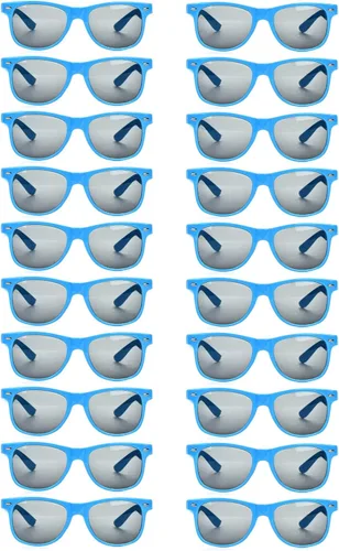 Miniatura 36 de 20 pares de lentes de sol a granel para adultos, retro de los años 70 y 90, gafas baratas para suministros de fiesta (negro)
