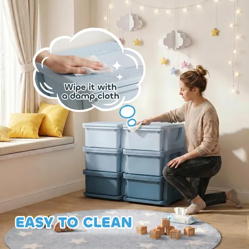 Miniatura 6 de Qaba Unidad de almacenamiento de 3 niveles para niños, organizadores de juguetes y almacenamiento con 6 cajones para dormitorio de niños, guardería