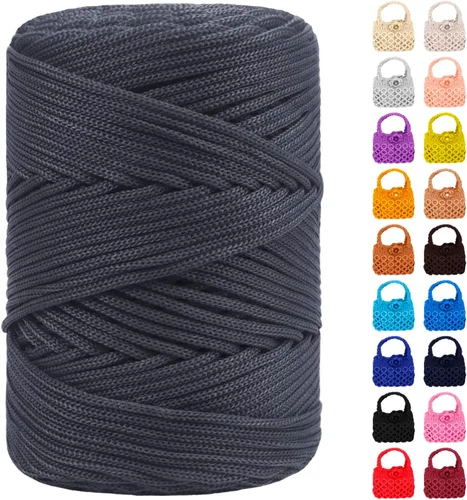 Miniatura 22 de Cordón de macramé de poliéster de 0.118 in x 185 yardas, cordón trenzado de macramé, bolsa de ganchillo, hilo de poliéster para ganchillo, bolsa