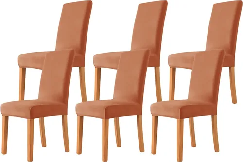 Miniatura 32 de Velvet Chair Covers Beige Gray, Stretch Dining Room Chair Covers 2 Pack, Super Fit Dining Chairs Slipcovers Spandex Washable Kitchen Parson Chair