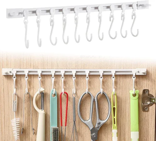 Miniatura 10 de Gancho multifuncional para riel deslizante, estante colgante de utensilios de cocina, colgador de pared, soporte para utensilios de ahorro