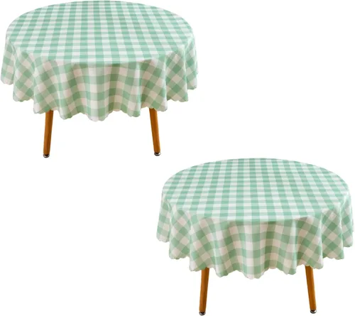 Miniatura 15 de MANGATA CASA Mantel de cuadros rosa para mesas cuadradas, mantel a cuadros, impermeable, para cocina y mesa, mantel de poliéster a cuadros sin Rosa