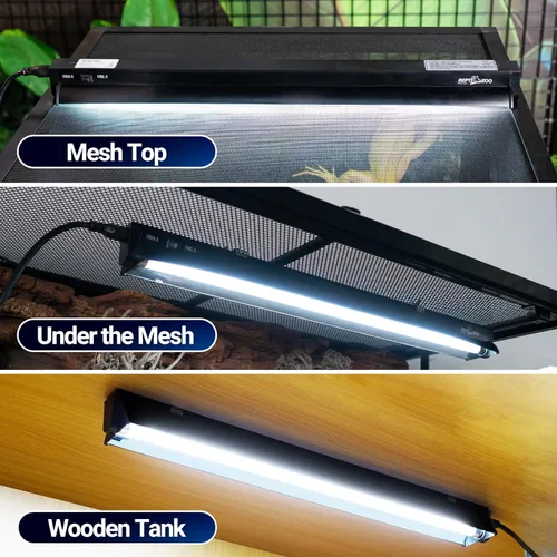 Miniatura 5 de REPTI ZOO Luz UVB conmutable para reptiles, 24W T5 UVB Kit combinado de luz para reptiles tropicales y del desierto, lámpara de campana de terrario