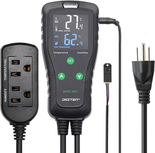 Miniatura 7 de DIGITEN DTC102 Controlador de temperatura Salida Termostato de enchufe de 2 etapas Termostato digital de invernadero para reptiles, controlador