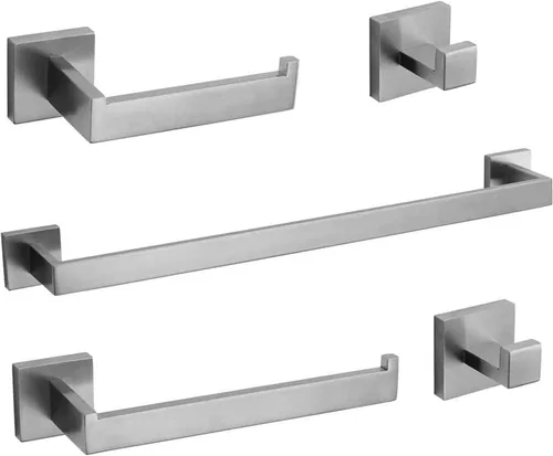 Juego de accesorios de baño de 24 pulgadas, 2 ganchos para toallas, soporte para papel higiénico, soporte para toallas de mano, accesorios de baño