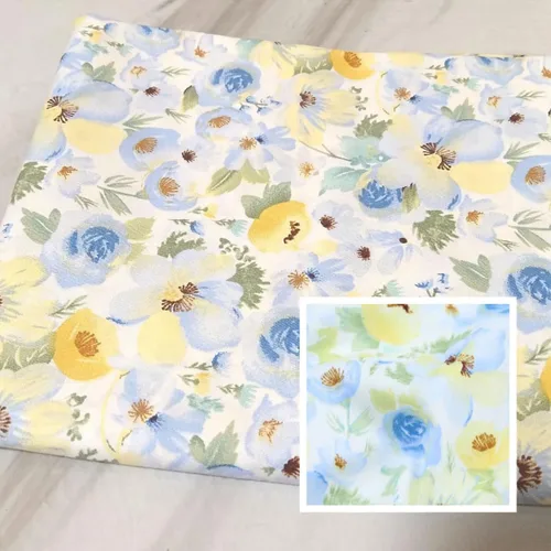 Miniatura 4 de Cuadros de tela de algodón 100% para niños, suministros de acolchado de 5 pulgadas, paquetes precortados de tela floral azul en liquidación