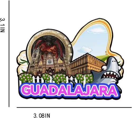 Miniatura 3 de Guadalajara - Imán de madera para nevera, diseño de México, monumentos en 3D, recuerdos coleccionables, decoración hecha a mano, 1995