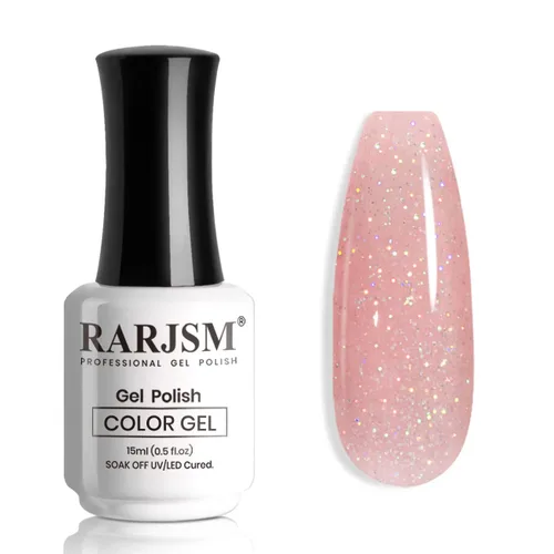 Miniatura 18 de RARJSM Esmalte de Uñas en Gel Rosa con Purpurina Nude, Rosa Brillante con Pigmento Dorado Brillante, Esmalte de Uñas en Gel Gelatinoso Transparente