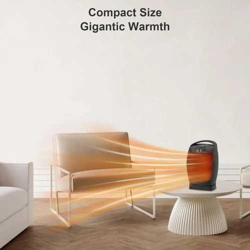 Miniatura 4 de Calentadores eléctricos portátiles para uso en interiores – JNDRO 1500W PTC Calentador de espacio de cerámica con termostato y control remoto