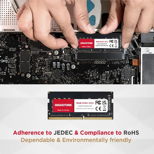 Miniatura 6 de 【Portátil DDR4 RAM solamente】GIGASTONE Kit de 32 GB (2 x 16 GB) DDR4 3200 MHz (2933 MHz o 2666 MHz) PC4-25600 (PC4-23400, 21300) CL22 1.2V SODIMM