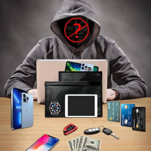 Miniatura 6 de Paquete de 4 bolsas Faraday de grado militar, bolsa Faraday para computadoras portátiles, tabletas y teléfonos, bolsas Faraday a prueba de emp