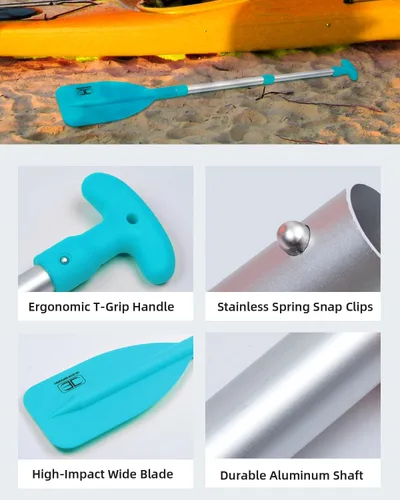 Miniatura 6 de OCEANBROAD Remo telescópico de emergencia de 21''-42'' (requiere ensamblaje)/26''-54'' eje de aluminio para kayak, navegación, piragüismo, tubing