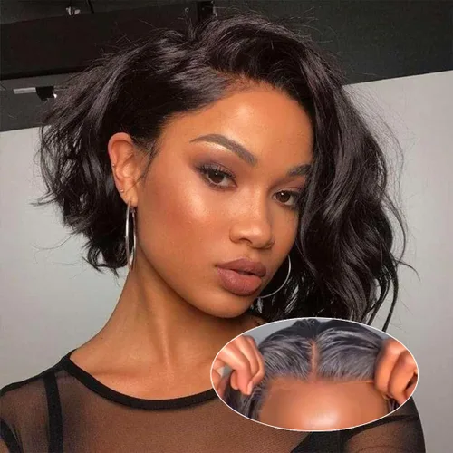 Miniatura 14 de Peluca de cabello humano rubio miel degradado con encaje frontal, peluca de cabello humano 4/27 de color ondulado HD, pelucas de cabello humano