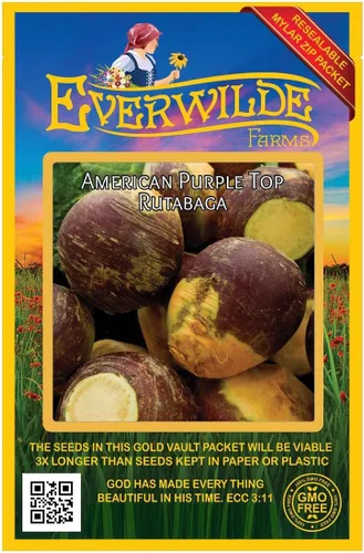 Everwilde Farms - 500 semillas de Rutabaga American Purple Top - Paquete de semillas jumbo Gold Vault