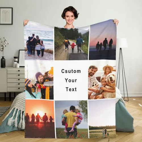 Miniatura 33 de Manta personalizada con texto de fotos, manta personalizada con mis propias fotos, manta conmemorativa personalizada para madres para mamá, papá