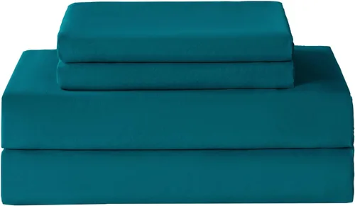 Miniatura 30 de Juego de sábanas de tamaño matrimonial, sábanas de microfibra hipoalergénica refrescante, color azul marino, sábanas suaves de bolsillo extra
