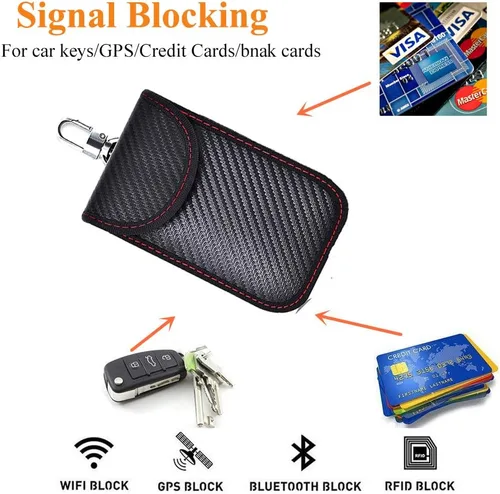 Miniatura 3 de Bolsa Faraday mejorada para llavero (paquete de 2), protector de llavero Faraday de alta calidad, bloqueo de señal RFID para automóvil, bolsa