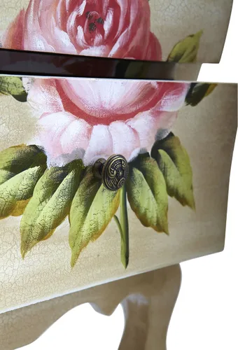 Miniatura 4 de Nearly Natural Mesita de noche antigua con mesita de noche de arte floral, beige/rosa/dorado, 23 x 14.5 x 34.5 pulgadas