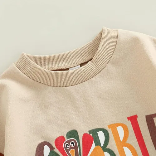 Miniatura 3 de Lamuusaa Traje de Acción de Gracias para bebé recién nacido, sudadera con bloques de color, ropa de otoño