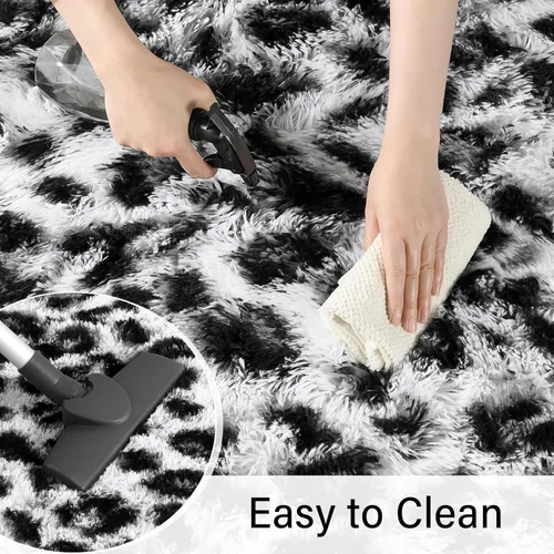 Miniatura 8 de Amearea Soft Small Leopard Rugs for Bedroom, 2x4 Feet Fluffy Black and White Runner Rugs, Comfy Cheetah Print Throw Rug Faux Fur Animal Print Rug