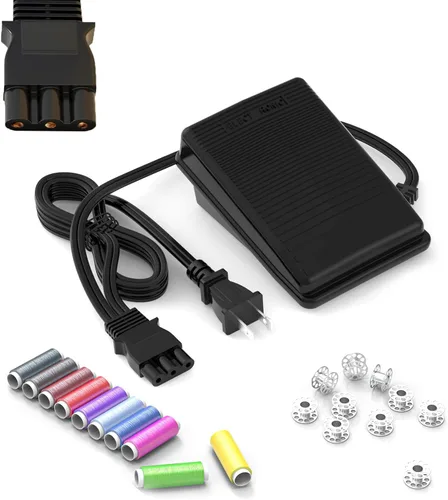 Miniatura 13 de Pedal y cable de alimentación para máquina de coser Brother, compatible con Brother #J00360051 JX2517 LX3817 1034D XL2600i LS2125 XM2701 LX3125