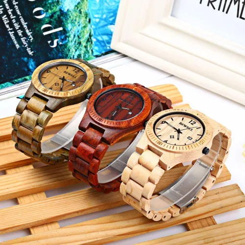 Miniatura 6 de BEWELL W086B Mens Wooden Watch Analog Quartz Lightweight Handmade Wood Wrist Watch