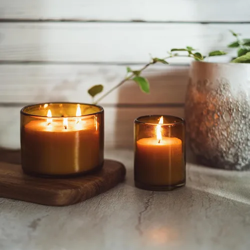 Miniatura 4 de Bluecorn Beeswax Recambio de vela de 3 mechas – Tarro de vidrio ámbar de 22 onzas, cera de abeja 100% pura, sin perfume, 40 horas de combustión
