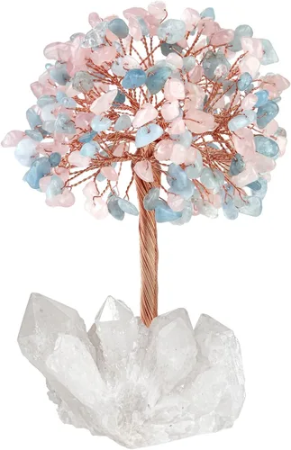Miniatura 12 de Nupuyai Árbol de cristal de cuarzo rosa curativo hecho a mano con racimo de cuarzo de roca, árbol de dinero bonsái de piedra energética, decoración