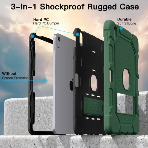 Miniatura 5 de Azzsy Funda para iPad 10.ª generación de 10.9 pulgadas, 2022, soporte integrado para lápiz Apple, funda protectora resistente a prueba de golpes