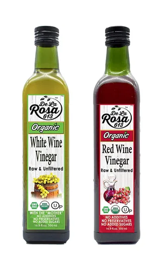 Miniatura 15 de De La Rosa - Vinagre orgánico de vino tinto y blanco, crudo y sin filtrar, con la "madre", Kosher para Pascua, vegano, sin OMG y sin gluten, ideal