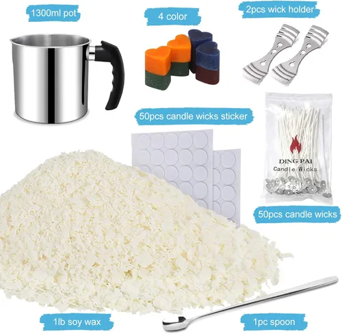 Miniatura 2 de DINGPAI Kit de fabricación de velas de soya, juego completo para hacer velas de soya, incluye olla para derretir cera, mechas, adhesivos para Kit