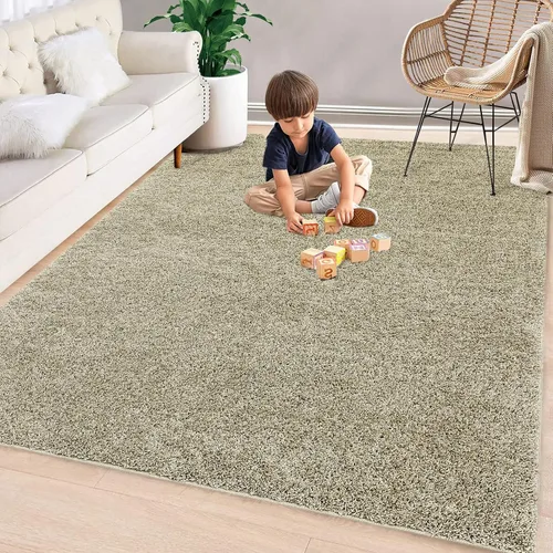Miniatura 7 de Fashionwu Alfombra grande esponjosa de 5 x 8 pies, alfombra de felpa para sala de estar, guardería, antideslizante, alfombra mullida para decoración