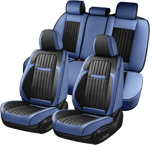 Miniatura 48 de Coverado Juego completo de fundas de asiento de automóvil, fundas de asiento negras para asientos delanteros y traseros de automóvil, protector