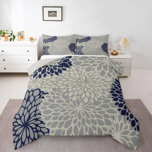 Miniatura 13 de Erosebridal Juego de edredón de dalia azteca para adultos, mujeres y niñas, ropa de cama floral, tamaño individual, relleno de edredón de flores