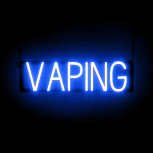 Miniatura 59 de SpellBrite Cartel E-JUICE Señalización de tienda de humo con aspecto de neón, luces LED azules 22.3 x 6.3 pulgadas