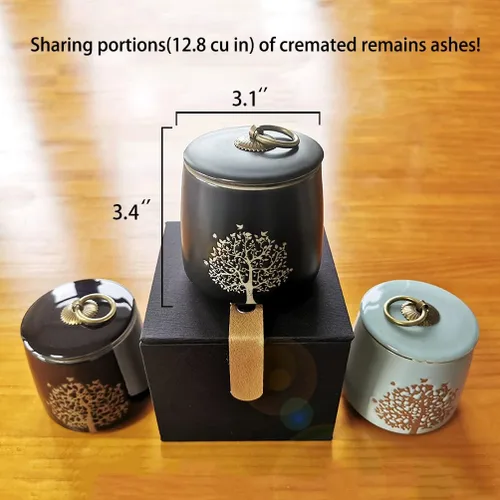 Miniatura 6 de Urnas de cremación pequeñas para cenizas humanas, adultos, macho, hembra, árbol de la vida, urnas decorativas negras, mini urna para mascotas