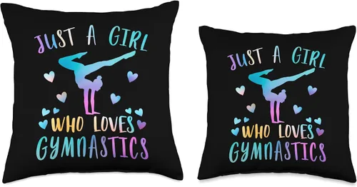 Miniatura 3 de Just A Girl Who Loves Gymnastics Cool Sport Lover Art - Almohada de gimnasia para mujeres y niñas, 16 x 16 pulgadas, multicolor