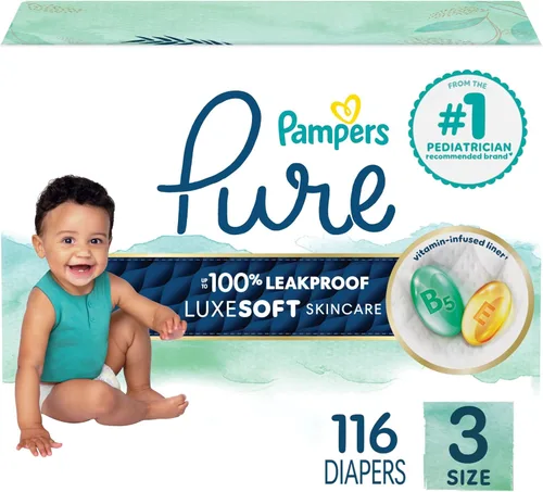 Miniatura 4 de Pañales para recién nacido/talla 1 (8-14 libras), 35 unidades – Pampers Pure Protection desechables para bebé, protección hipoalergénica y sin