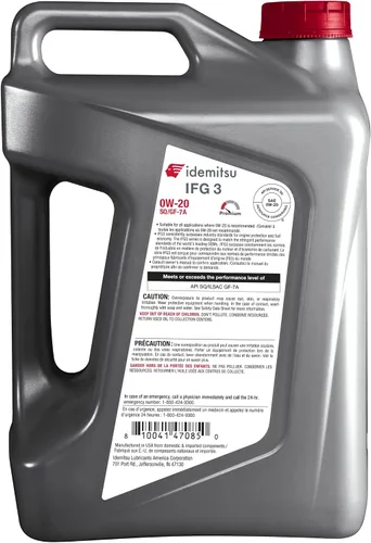 Miniatura 2 de Idemitsu IFG3 0W-20 SP/GF-7A Aceite de motor sintético completo – 5 cuartos de galón Diseñado para una máxima eficiencia de combustible