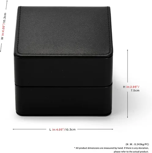 Miniatura 5 de Caja de regalo de reloj de cuero PU negro Premium Caja de almacenamiento de reloj individual con caja de reloj de pulsera de almohada extraíble