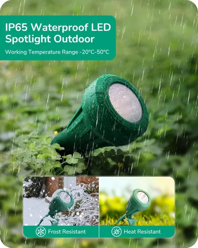 Miniatura 4 de EDISHINE Foco de 120 V para exteriores, 5 lentes de color extra, 5.5 W 500 lúmenes, foco LED impermeable para exteriores, iluminación de paisaje