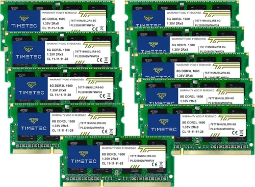 Miniatura 16 de Timetec Premium Kit de memoria Ram de 16 GB (2 x 8 GB) DDR3L/DDR3 1600 MHz PC3L-12800 no ECC sin búfer 1,35 V/1,5 V CL11 2 Rx8 doble rango 204 pines