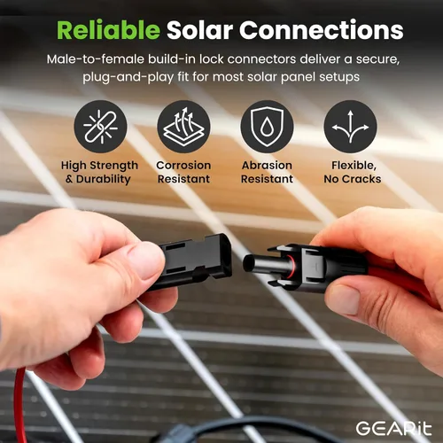 Miniatura 4 de GEARit Cable de extensión de panel solar de calibre 10 de 50 pies cada uno (100 pies en total) con conectores MC4 macho a hembra, kit