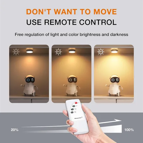 Miniatura 4 de Luces de disco con control remoto, iluminación recargable de 1000mAh para debajo del gabinete, juego de 3 luces LED para armario con encendido