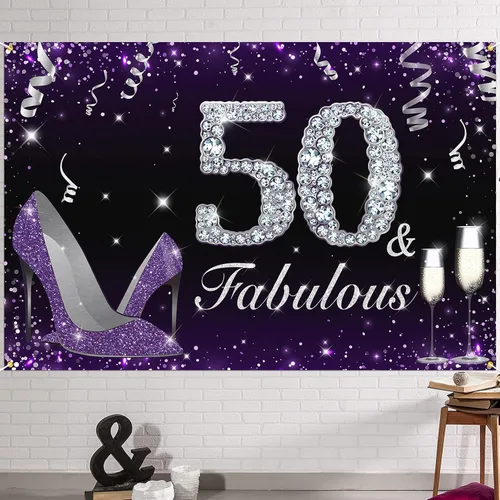 HAMIGAR Fabuloso telón de fondo de cumpleaños tacones altos morados