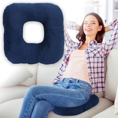 Miniatura 15 de Cojín de asiento con forma de dona rellena para dolor de coxis y coccix, hemorroides, úlceras de cama, embarazo, próstata, recuperación