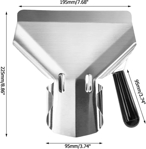 Miniatura 2 de Bonsicoky Cucharón de acero inoxidable para papas fritas y palomitas, herramienta de llenado rápido para bolsas y cajas de alimentos, cuchara