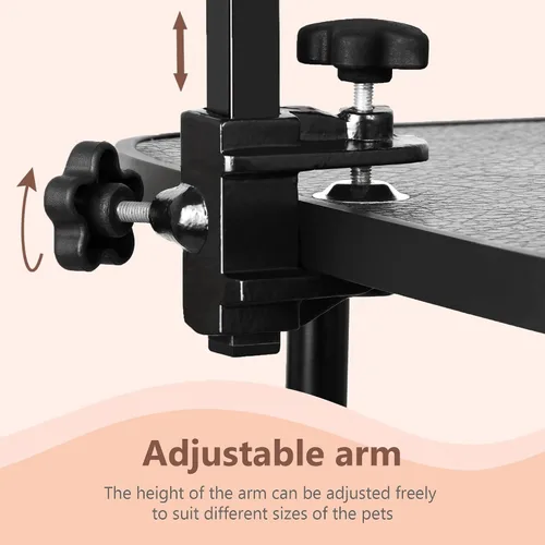 Miniatura 6 de Mesa plegable profesional de 32 pulgadas para preparación de mascotas con brazo y bandeja de soga y malla, capacidad máxima hasta 220 libras